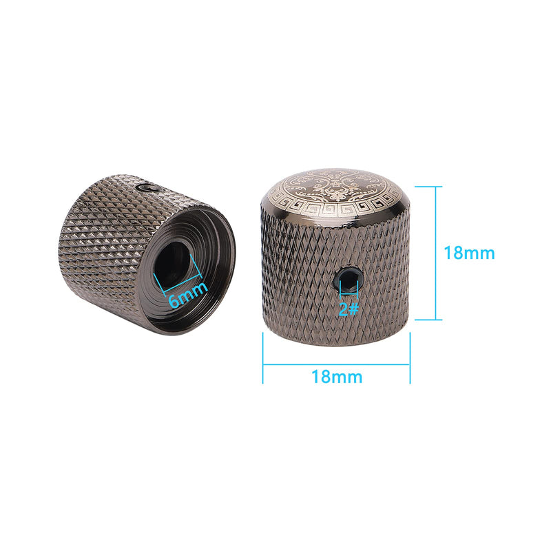 3PCS Classical Guitar Knobs Vintage-Inspired Engraved Metal Volume Tone Knobs for 6mm Shaft Pots Guitar