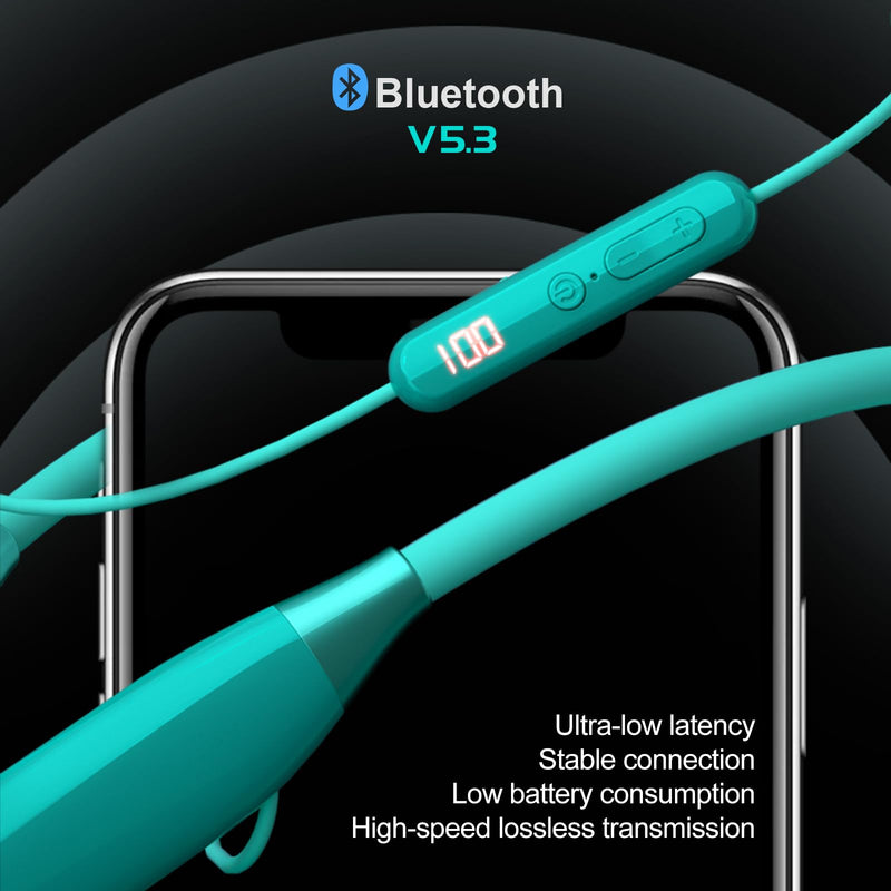 200H Playback Time Neckband Bluetooth Headphones, in Ear Wireless Earphones with Digital Display, Bluetooth 5.3, Game Mode, 7 EQ Modes, Support TF Card, Multi-point Connection, USB-C Fast Charging X9