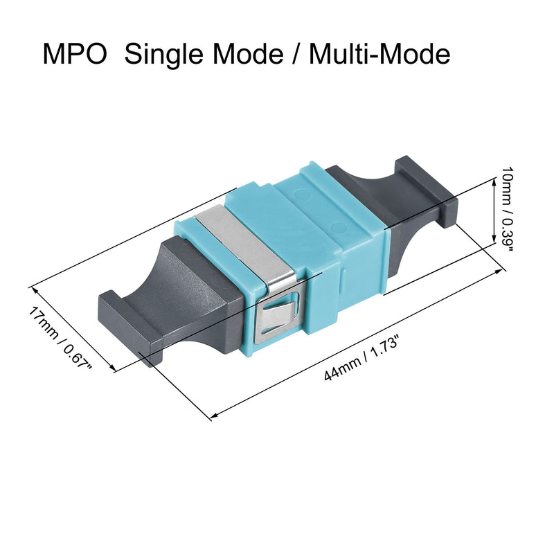 sourcing map SM/MM MPO Fibre Optic Connector Low Loss Fast Optical Adapter for OM3 MPO/MTP 44x17x10mm Sky Blue
