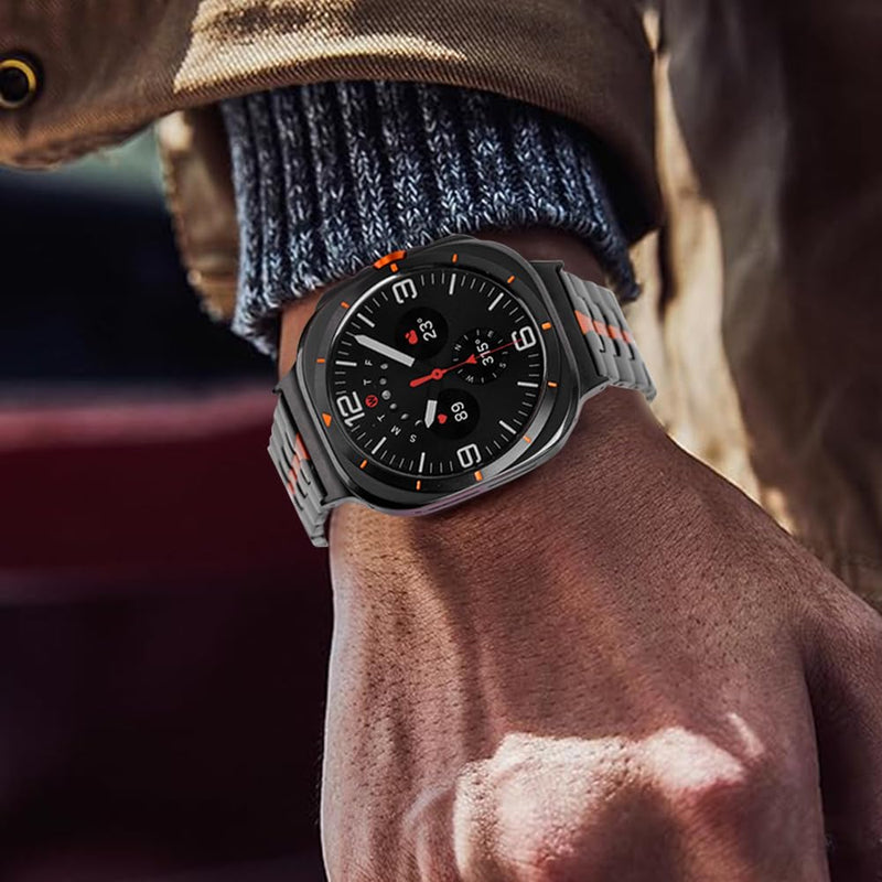 Compatible with 2024 Samsung Galaxy Watch 7 Ultra Band 47mm, Robust Men Stainless Steel Replacement Link Metal Bracelet