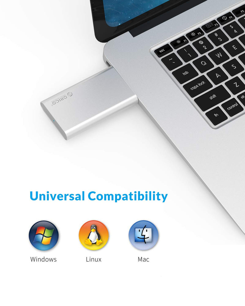 ORICO SSD Enclosure Portable mSATA Adapter (no Cable Required), 5 Gbit/s USB 3.0 External Enclosure for mSATA SSD max up to 2 TB-MSG