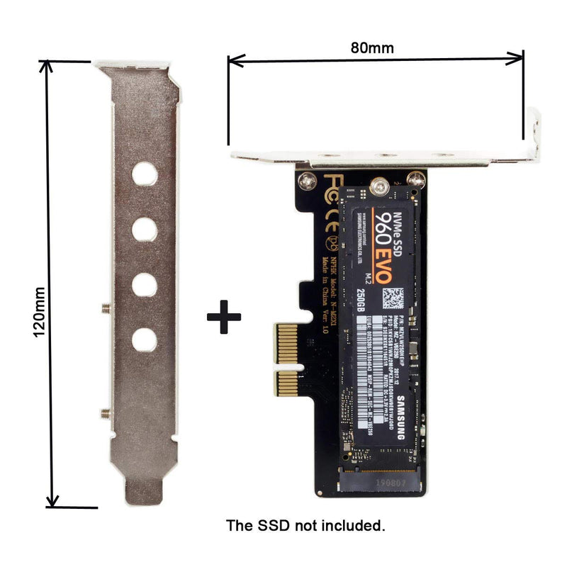 Xiwai Low Profile PCI-E 3.0 x1 Lane to M.2 NGFF M-Key SSD Nvme AHCI PCI Express Adapter Card