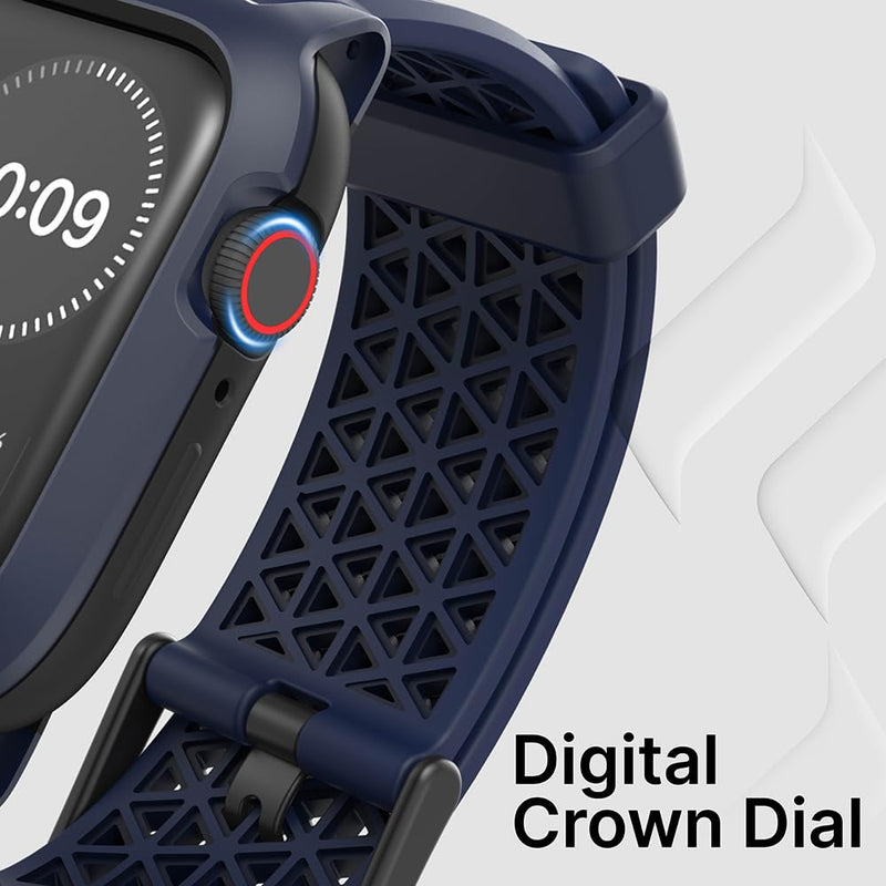 Catalyst Case- Designed for Apple Watch Series SE 2022, Series 6/5 and 4 44mm, Buckle Edition, Drop Proof 9.9ft, Sport Band, Breathable, Rugged, Free Microfiber Cloth is included - Navy Blue