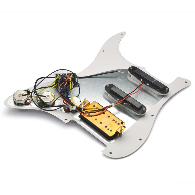 SAPHUE SSH-Coil Splitting Electric Guitar ST Style Loaded Pickguard with On/On Coil Spliting Switch Loaded Prewired Scratchplate (White) White