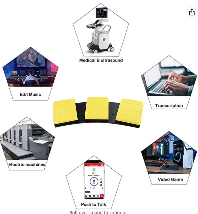 [AUSTRALIA] - USB Foot Pedal for PC Gaming,Optical Control Foot Switch,Computer Map Mouse Keyboard Hotkey Combination Key Keypress Simulator Program Page Turner Transcription HID (Triple Pedal) Triple Pedal 