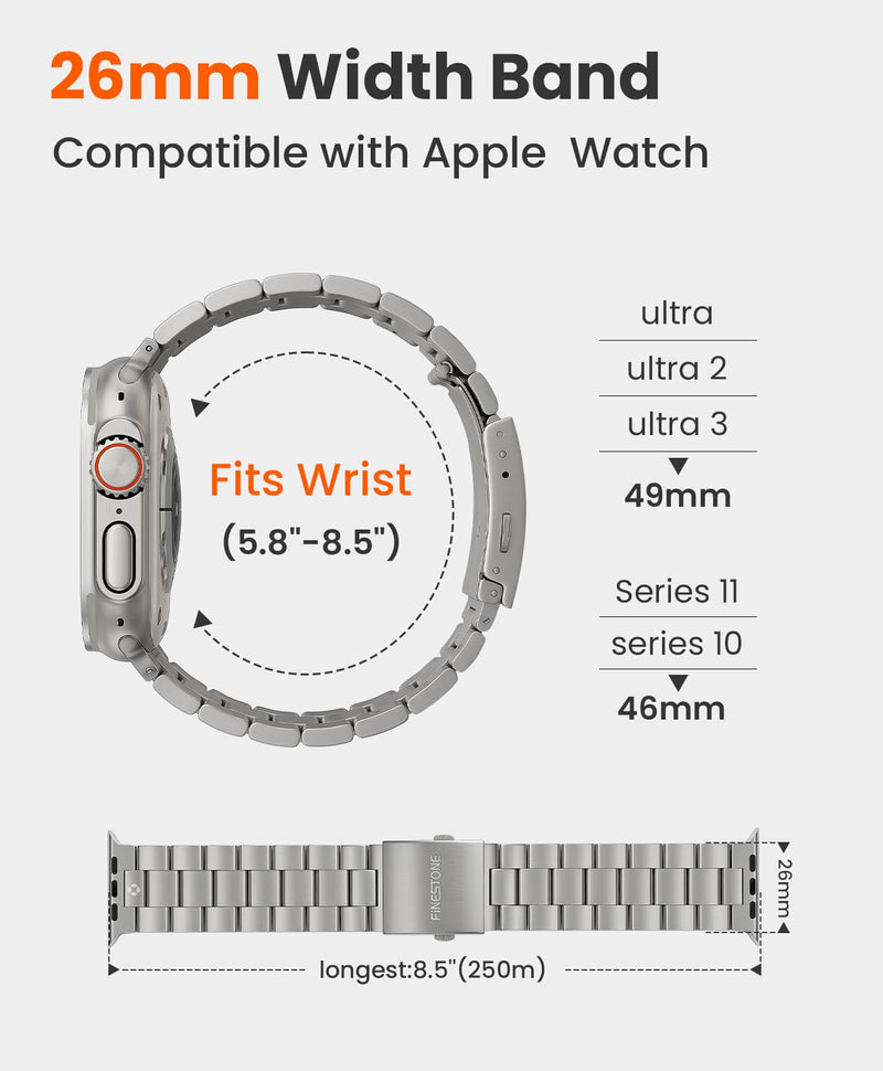 No Tool Need Titanium Band for Apple Watch Ultra 3/2/1 49mm | Durable DLC Coating,Anti-Scratch,Hypoallergenic 26mm Metal Band for Men,Secure Folding Clasp for Series 11/10 46mm Titanium