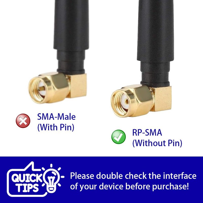 Mini Dual Band WiFi Antenna 2.4GHz 5GHz 5.8GHz MIMO RP-SMA Male Right Angle connectors for WiFi FPV USB Adapter Computer PCIe Card, Wireless Back Up Camera WiFi Router (2-Pack)