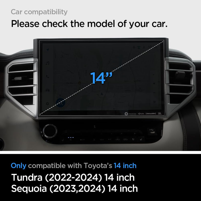 Spigen Tempered Glass Screen Protector [GlasTR Slim] designed for Toyota Tundra (2022/2023/2024), Toyota Sequoia (2023/2024) 14 inch Dashboard Touchscreen - Matte/Anti Finger Print
