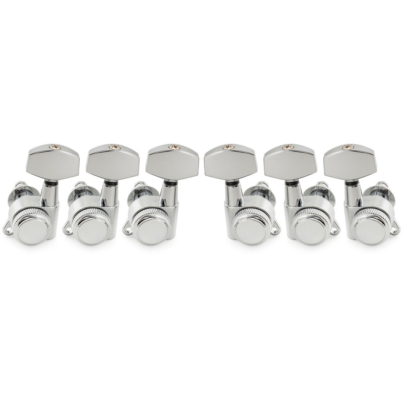 [AUSTRALIA] - Musiclily Pro 3R3L 18:1 Ratio Full Sealed Locking Machine Heads Tuners Tuning Pegs Keys with Big Hex Button 45 Degree Screw for Acoustic Electric Guitar, Chrome 3R3L Chrome 