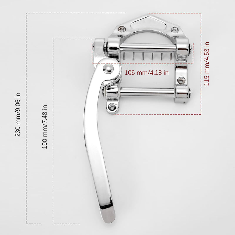 Swhmc Tremolo Bridge for Electric Guitar, Chrome Plated Vibrato Tailpiece with Roller Bar, Replacement for Telecaster SG LP Flat Top Body, Hardtail Bridge Upgrade