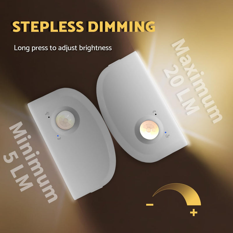 [AUSTRALIA] - Mini Stair Lights Motion Sensor Indoor, Battery Operated Night Light, Warm White, Rechargeable Magnetic Dimmable Stick-On Wireless LED, for Stairs Hallway Bathroom Bedroom, 6 Pack by Dazzy Dot 6pc 