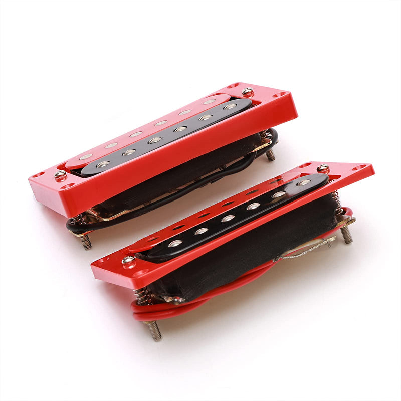 [AUSTRALIA] - Electric Guitar Pickups Humbucker Double Coil Pickup Guitar Neck Bridge Parts Replacement Set with String Winder and Screwdriver（2PCS, Black and Red） 