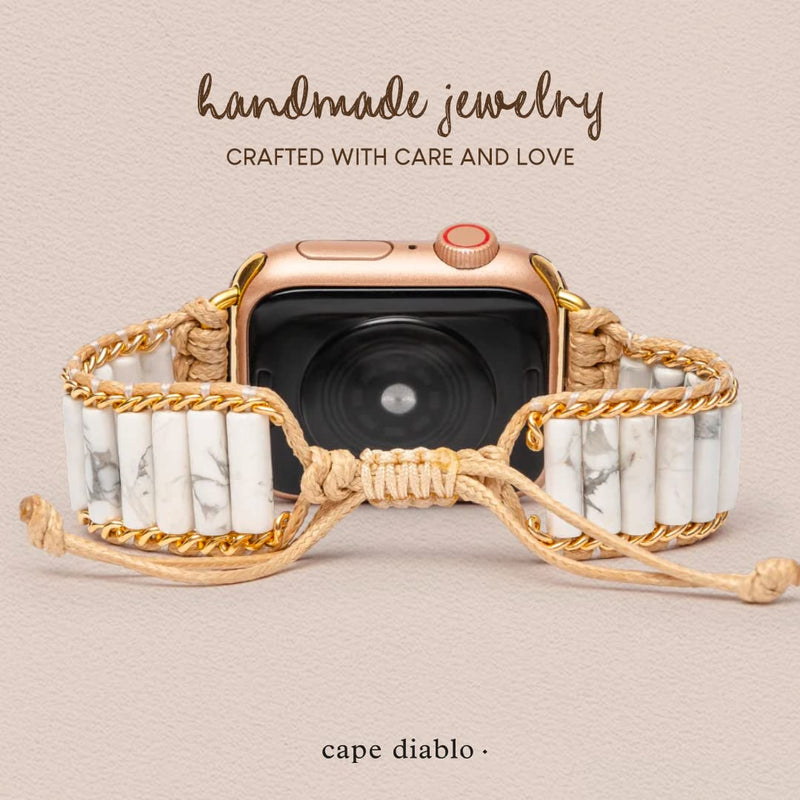 Cape Diablo Heavenly Howlite Handmade Smart Watch Bracelet for Women - Beaded Smart Watch Bracelet for Apple Models 4, 5, 6, 7, 8, 9, SE - 38mm/40mm/41mm/42mm/44mm/45mm One size