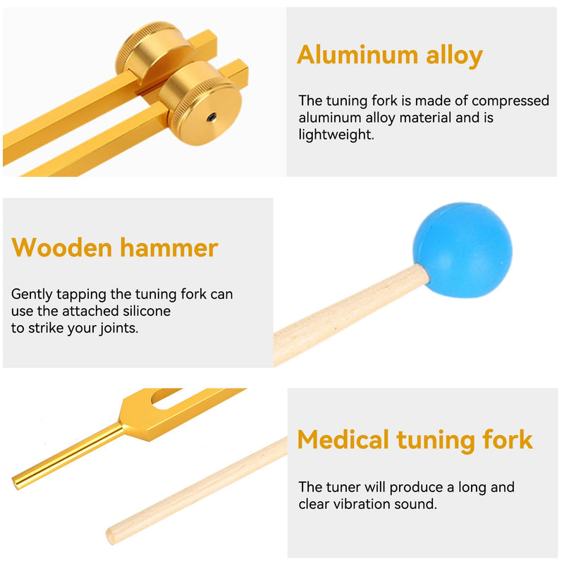 [AUSTRALIA] - 111HZ Tuning Forks for Healing, Frequency Tuning Fork with Hammer Frequency Healing Devices for DNA Repair Healing Sound Healing Forks (Gold) 