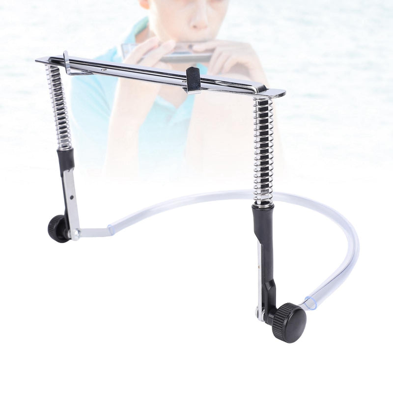 Harmonica Neck Holder, Alloy Steel Adjustable Angle Neck Stand with Sticker for 10 & 24 Hole Harmonicas for Beginners