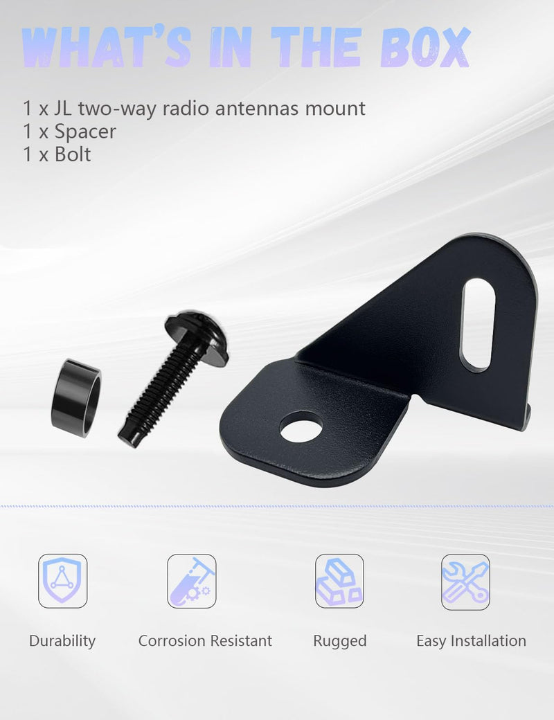 JL Radio Antenna Mount for Jeep, Gladiator Antenna Holder-Radio Antenna Mount-Driver Side CB Antenna Mount-Compatible with Jeep Wrangler JL JLU & JT 2018; 2019; 2020; 2021; 2022;2023; 2024