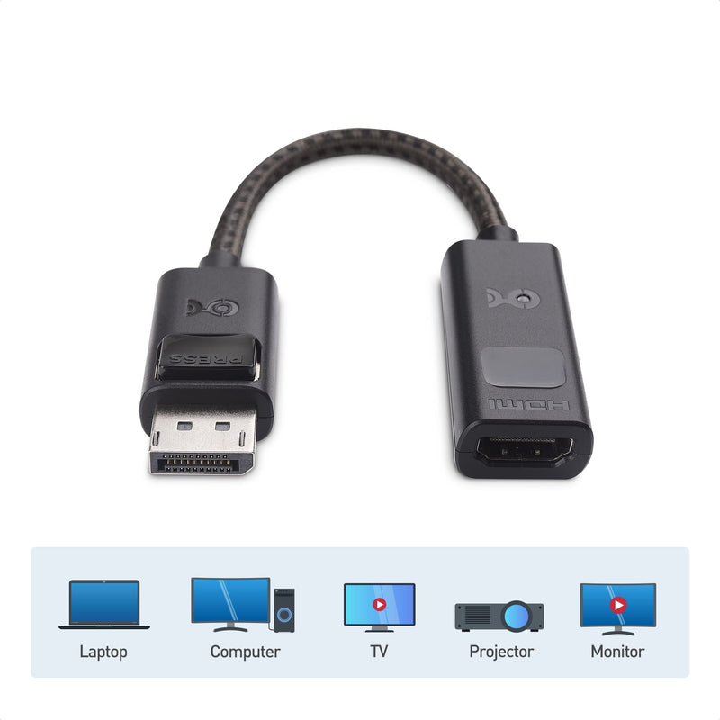 Cable Matters DisplayPort to HDMI 2.1 Adapter - 4K 120Hz or 8K 60Hz, 48Gbps Ultra HD HDMI Cable 6.6 ft / 2m