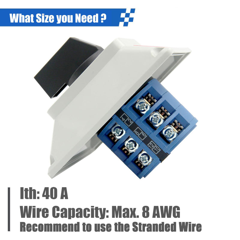[AUSTRALIA] - 40A Rotary Changeover Switch With Exterior Box, 3 Position 3 Phase 12 Terminals, Universal Selector With AWG 12-10 Yellow Terminals, Cam Box IP65 40/D303.3D 