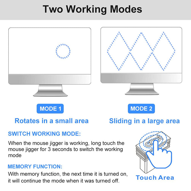 Mouse Jiggler, COOIDEA Mini Undetectable Mouse Mover with ON/Off Touch Switch, USB-C Adapter ,2 Jiggle Modes, Driver-Free, Plug-and-Play Keeps Computer/Laptop Awake,Black.