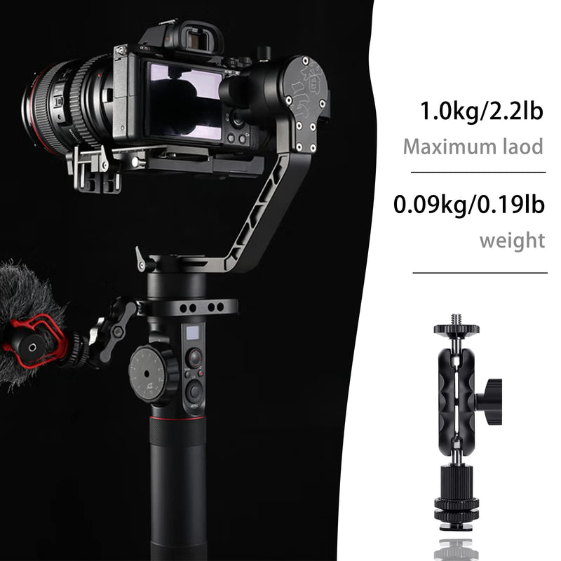 Magic Arm Cool Ballhead Double Ball Head Adapter with 1/4’’ Screw and Cold Shoe Mount - 2 Pack for Cameras, Camcorders, Monitor, Flash, LED Light, Microphone, and More