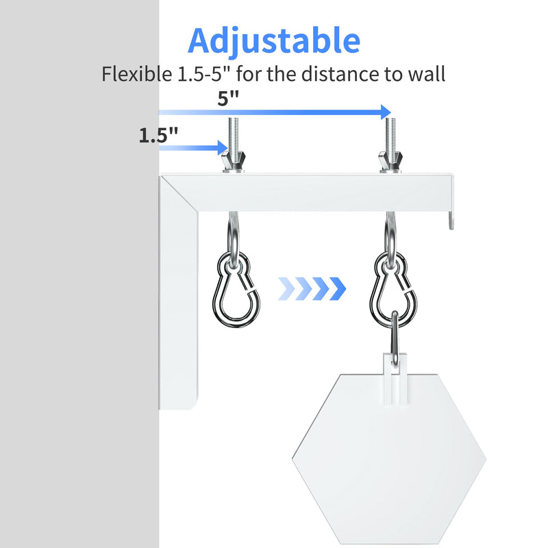 Universal Projector Screen Wall Mount L-Brackets Hanging Ceiling Mount, 6 inch Adjustable Extension with Hook for Home Projector and Movie Screens, Hold up to 66 lbs, White PRL003W