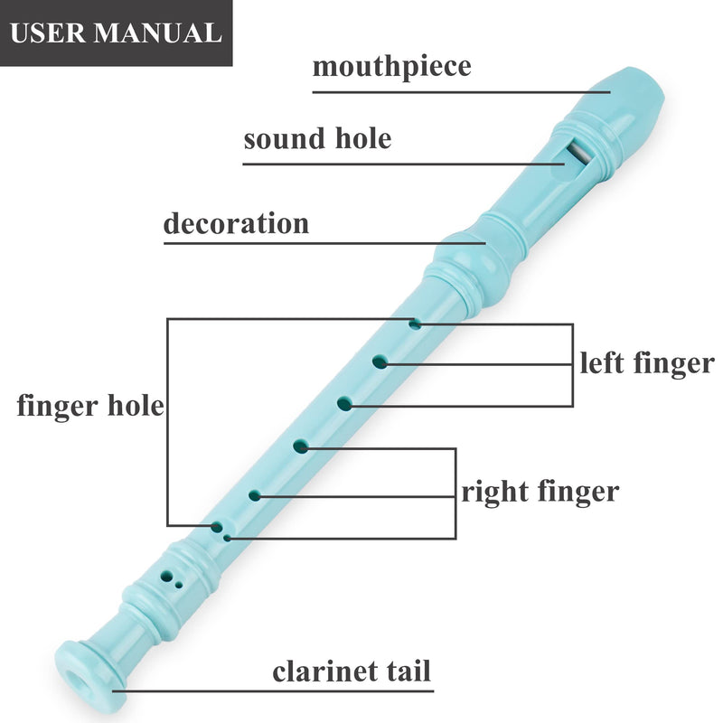 [AUSTRALIA] - QIELIZI Recorder Instrument for Beginner Adults,8-Hole Soprano Descant Recorder Music Flute with with Cleaning Rod & Leather Case For Home Entertainment(2-Sea World2) 2-Pack 2-Sea World2 