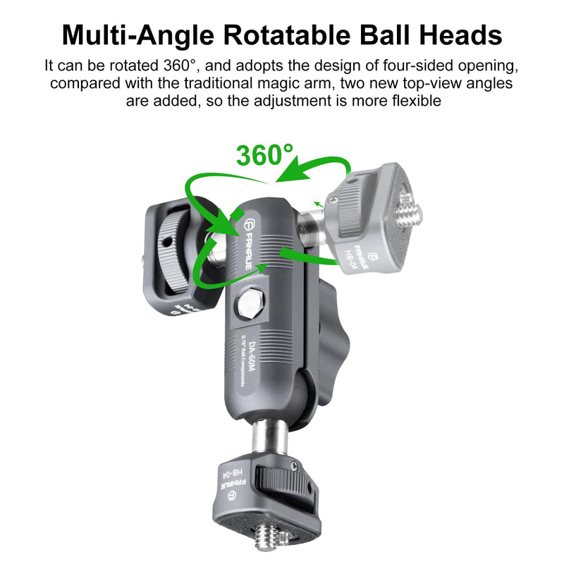 [AUSTRALIA] - FANAUE Mini Articulating Arm Mount Camera Accessories Compatible with 1/4"-20 to 1/4"-20 Connectors (with Locating Pins) Aluminum-Built Arm Offers Flexibility Connectors 