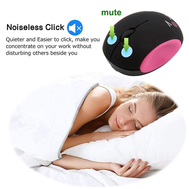 3C Light 2.4GHz Wireless Mouse Cute Small Silent Mouse Portable Mini Rechargeable Optical Mice Cartoon Computer Mouse 3 Buttons Cordless Mouse for Laptop Desktop PC Notebook (Red) Red