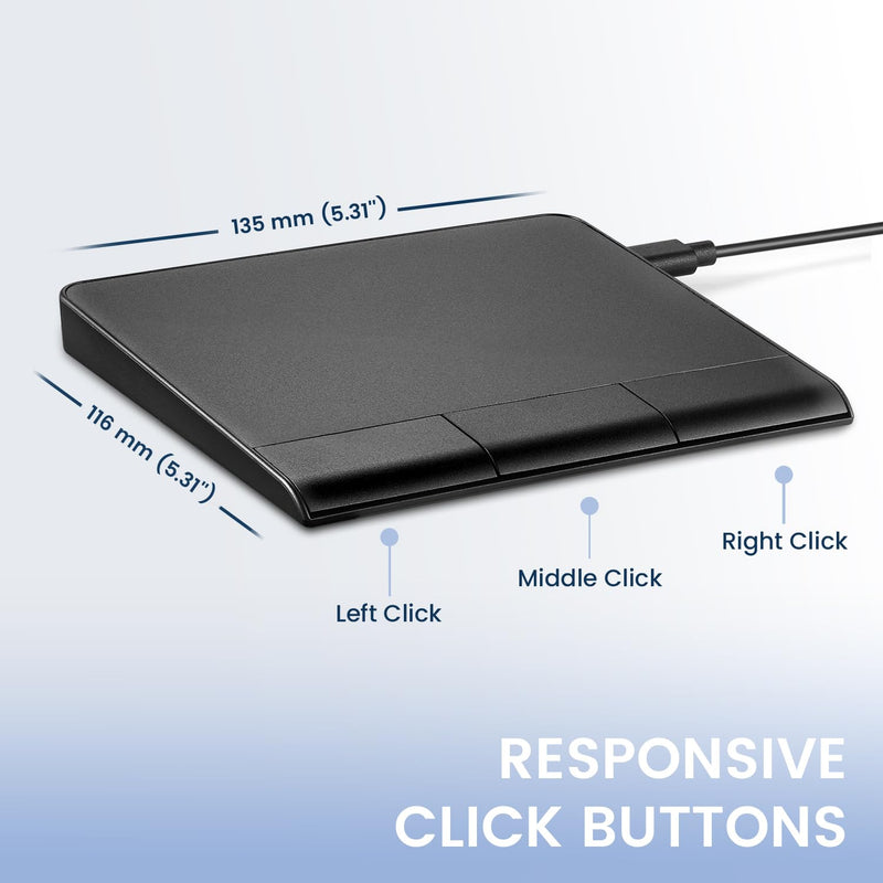 Perixx PERIPAD-506 Wired USB Touchpad – Slim Detachable Design for Desktop & Laptop – 5.31x4.57x0.55 Inches – Black