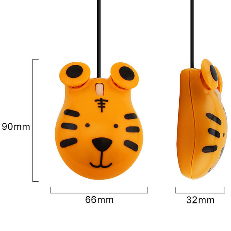 Cute Animal Tiger Shape USB Wired Corded Mouse Optical Mice for Notebook PC Laptop Computer 1600DPI 3 Buttons with 3.2 Feet Cord for Computer Laptop School Kids Children Gift(Orange)