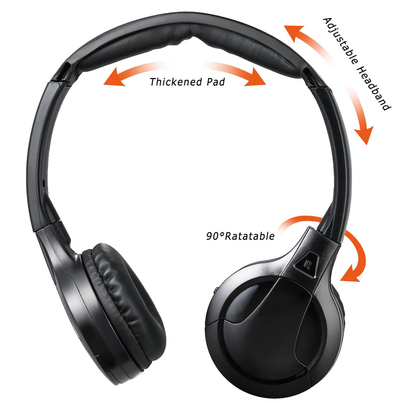 KOBANOICA Infrared Headphones for Car DVD, Universal 2 Channel Wireless On-Ear Car Headphones (2 Pack)