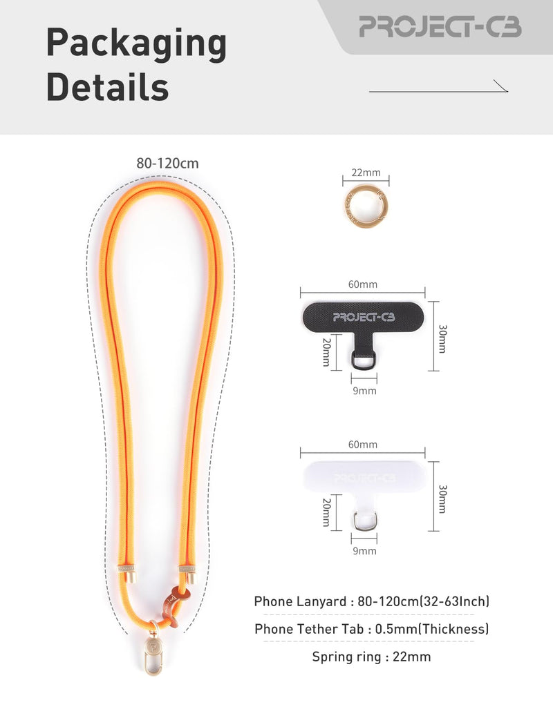 project-cb Cell Phone Lanyard 1,Phone Tether Tab 2,Phone Crossbody Strap,Lanyards for Around the Neck,Adjustable Phone Strap Blackshadow-b