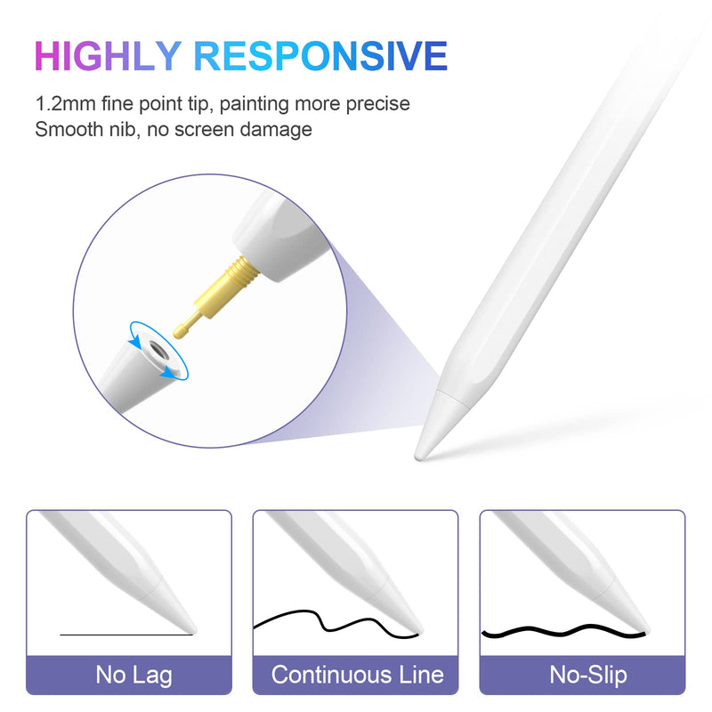 Stylus Pen for iPad with Palm Rejection, Active Pencil for (2018-2022) Apple iPad Pro (11/12.9 Inch), iPad Air 3rd/4th/5th Gen, iPad 9th/8th/7th/6th Gen, iPad Mini 5th/6th Generation