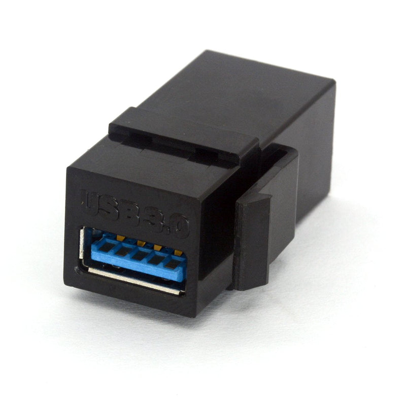 BSHTU USB 3.0 Keystone Jack Inserts, USB Adapters Cable Interface Coupler Female to Female Connector Extension for Wall Plate Outlet Panel - 2 Packed (Black,USB 3.0 Straight) Black,USB 3.0 Straight
