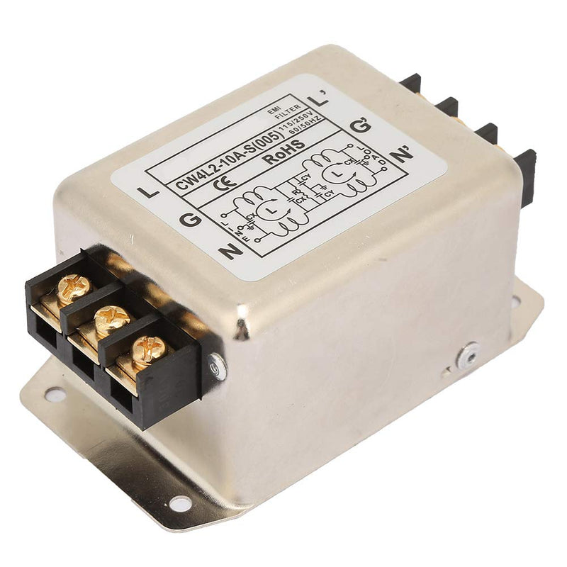 Nikou Mains Filter, 115V/250V 10A 50/60Hz Single Pole/Two-Pole EMI Filter Connector for Most Digital Devices