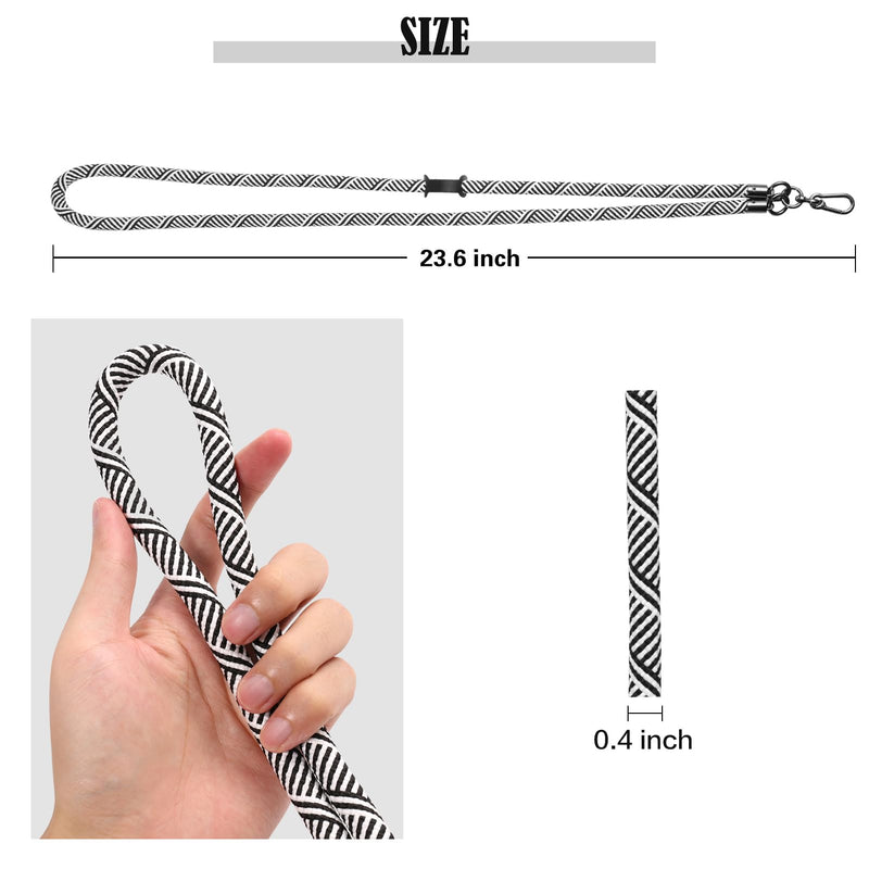 YICHEEY 2 x Phone Lanyard + 4 x Phone Tether Tab, Soft Nylon Crossbody Thick Rope Cell Phone Lanyards Phone Strap 10mm Thick | Black + Zebra