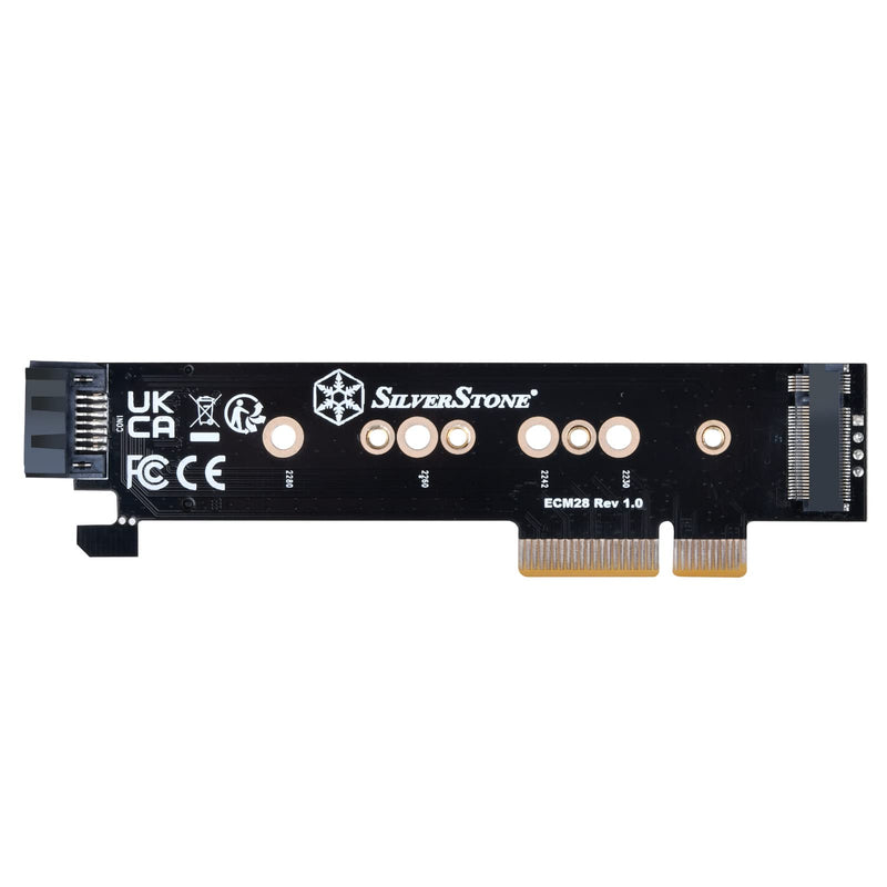SilverStone Technology ECM28 1U Low Profile PCIe x4 to M.2 NVMe & M.2 SATA Adapter Card, SST-ECM28, TAA Compliant