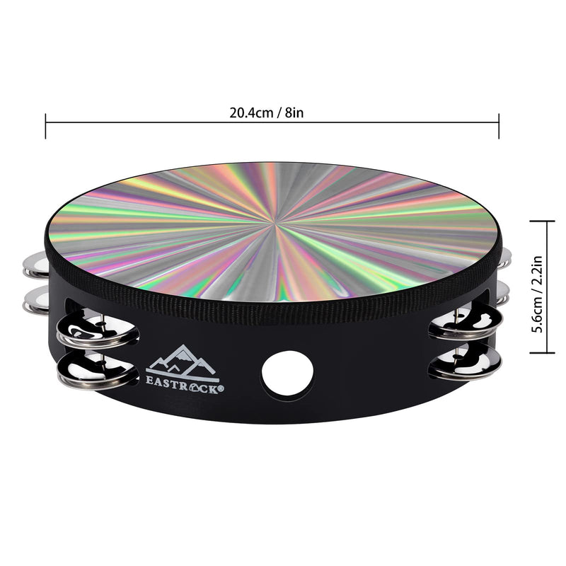 [AUSTRALIA] - EASTROCK Radiant Tambourine Hand Held Drum 8 Inch Double Row Jingles Reflective Tambourine Musical Instrument for Kids Adults Church KTV Party?2Packs) 8 inch-D 