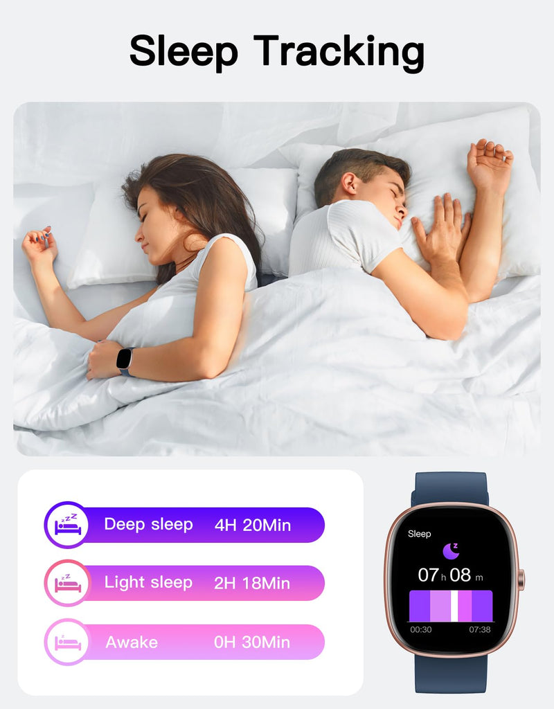 Fitness Tracker with Call Function, 1.85” Fitness Watch for Women and Men, 24/7 Heart Rate & Blood Oxygen Monitor, Sleep Tracker, 100+ Sport Modes, IP68 Waterproof (Blue)