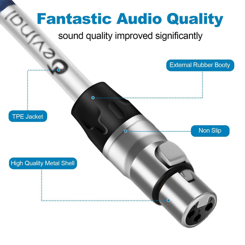 Devinal [20 AWG Silver-Plated OFC] XLR Female to 1/4 inch TS Cable Hi-Fi Grade Balanced Female XLR to Quarter inch 6.35mm Mono Cord for Microphone, Mixer, Speakers 3ft 2pack 1/4 inch TS/ 3FT