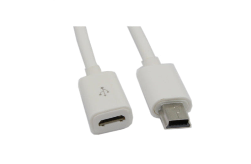 zdyCGTime Micro USB to Mini USB Extension Cable Micro USB Female to Mini USB Male Charging & Sync Adapter Cable Cord(2 Pack White)
