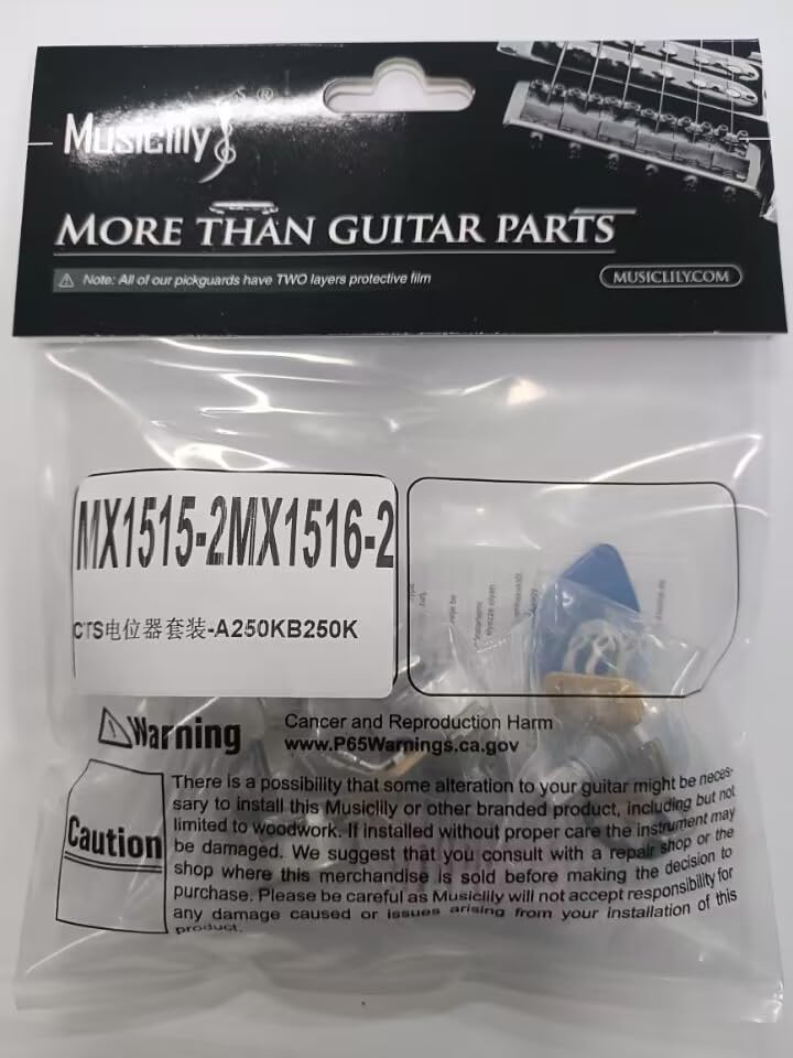 CTS 450 Series A/B250K Guitar Pots Split Shaft Fine 24-Splines Audio/Linear Taper Potentiometers for Electric Guitar/Bass, 10% Tolerance (2 Audio, 2 Linear) 250K Set