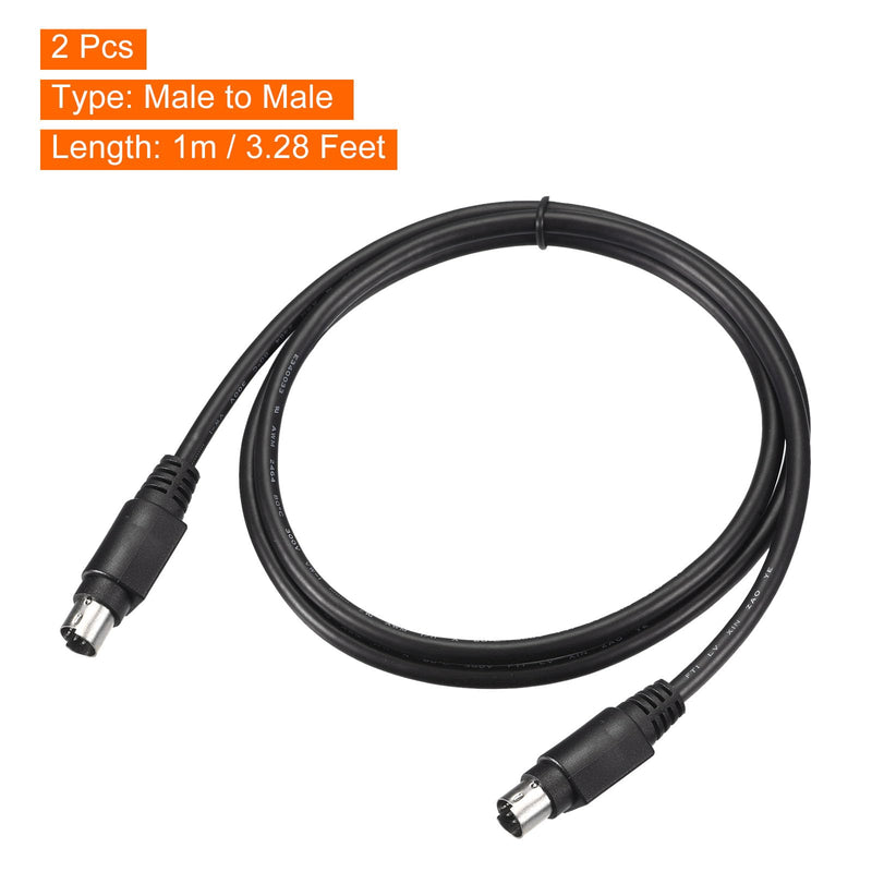 [AUSTRALIA] - MECCANIXITY PS/2 Mouse and Keyboard Extension Cable 6 Pin 3.28 Feet Male to Male for PC 2 Pcs Black 