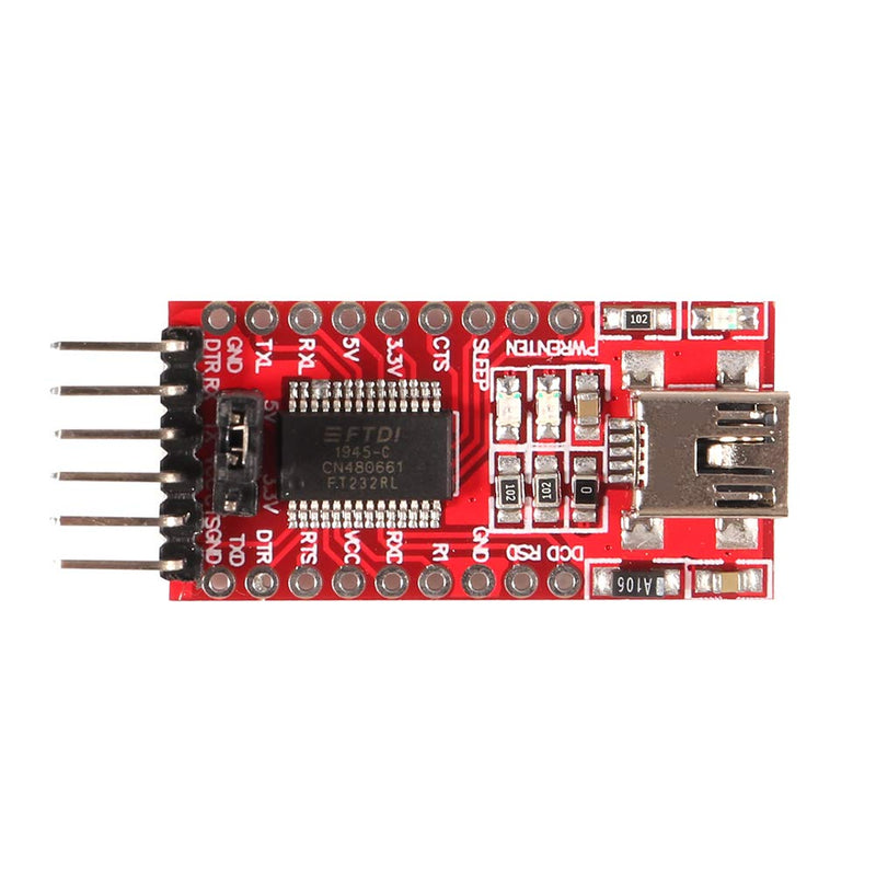 4pcs 3.3V 5V FT232RL FTDI Mini USB to TTL Serial Converter Adapter Module for Arduino Mini Port 4PCS Red