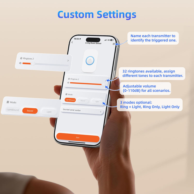[AUSTRALIA] - WiFi Door Sensor Chime, Smart Door Open Alert Window Sensor for Business/Home/Kids Safety, Real-Time App Notification, 500ft Range, 32 Melodies, 5 Volume Levels, Window Contact Sensor Alarm Kit White 3 