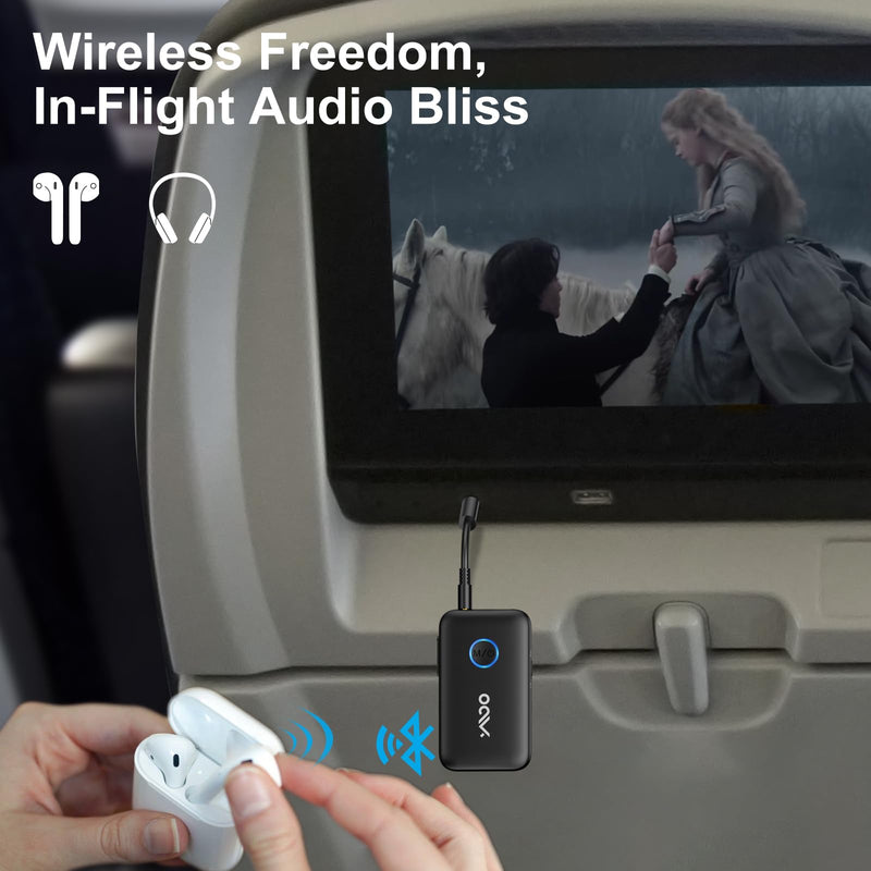 [AUSTRALIA] - YMOO Airplane Bluetooth Adapter for AirPods, Bluetooth Transmitter Receiver for TV, with aptX Adaptive & Low Latency, 3.5mm Aux Wireless Audio Adapter for 2 Headphones, Airplane Travel Essentials 