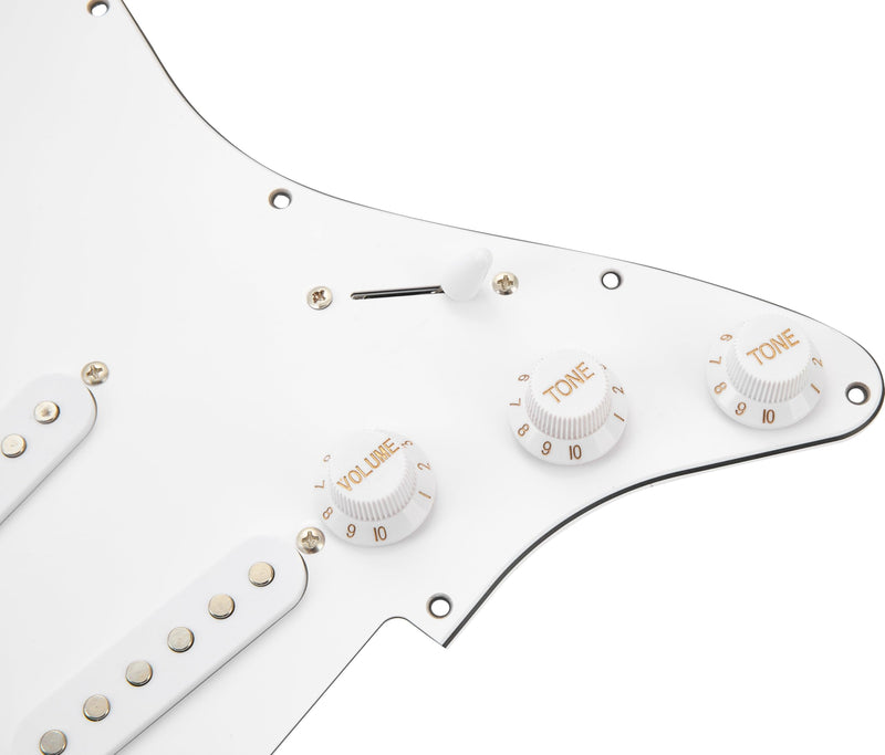 [AUSTRALIA] - SSS Loaded Pickguard Set - Single Coil Pickups, 3-Ply White, Easy Drop-In Replacement – Compatible with Fender Stratocaster Guitars, White Pickguard-SSS-White 