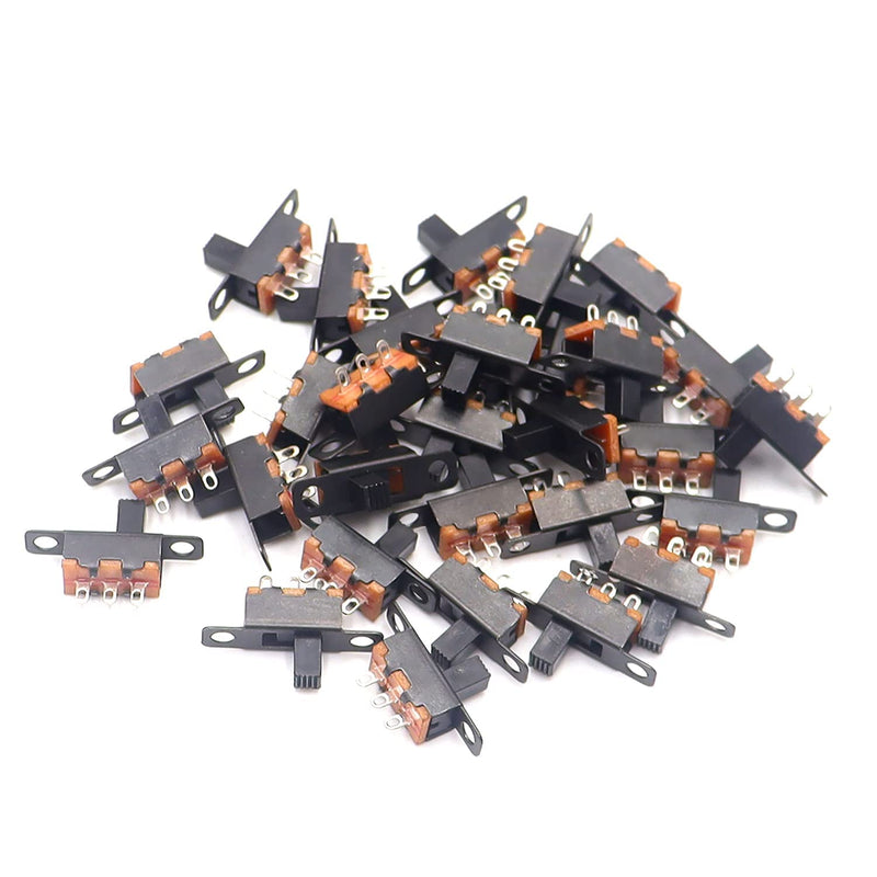 Gebildet Mini Toggle Switch SPDT Slide Switch 0.5 A 50 V DC 3 Pin 2 Positions Panel Slide Switch ON/ON Micro Miniature Locking SS-12F15 Pack of 50 E1114