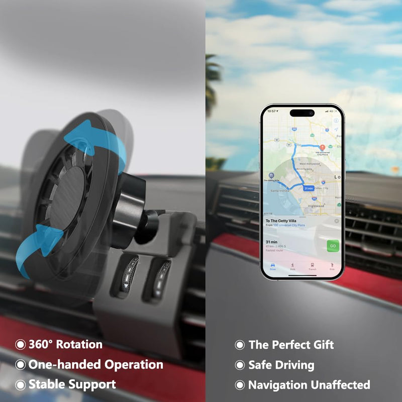 Car Phone Holder Mount for Audi Q3 2019-2025 Car Accessories Car Mount 360°Rotation for Car Phone Holder Magnetic Hands Free Compatible with iPhone Samsung Smartphones