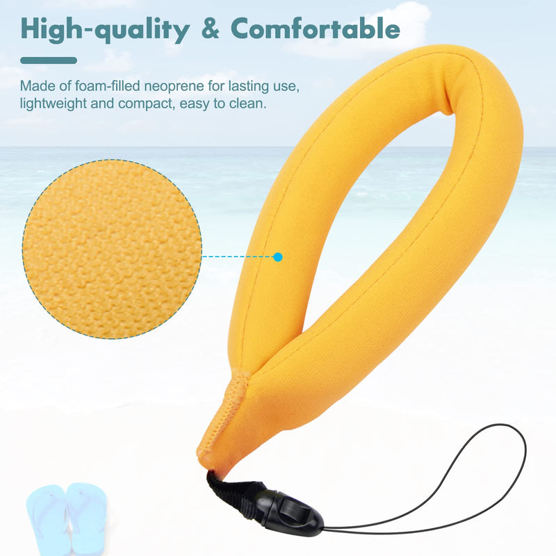 4Pcs Waterproof Camera Float Strap, Universal Floating Strap, Waterproof Camera Float Foam Strap for Underwater Camera Yellow